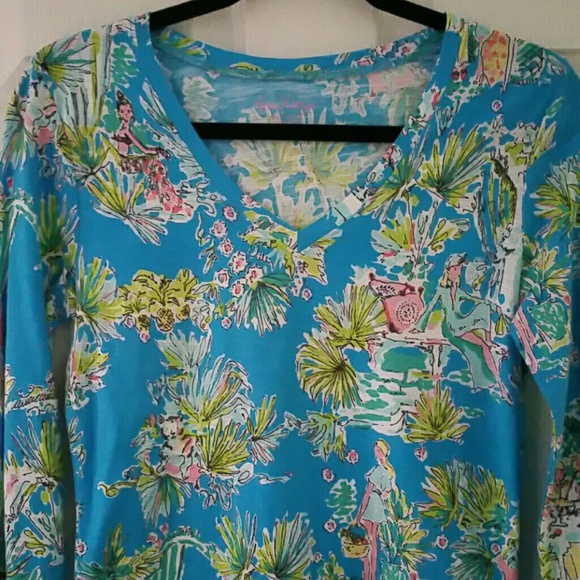 LILLY PULITZER JUNGLE GLAM TOILE MANDY VNECK TEE M - Picture 3 of 4